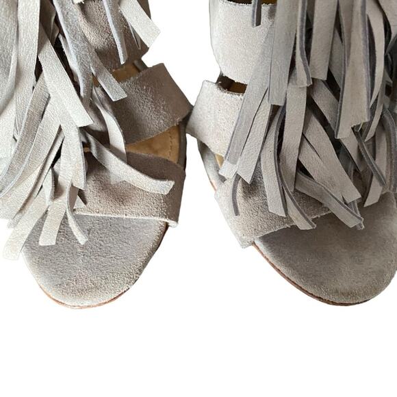 Schutz Marva Fringe Suede Tan Heels size 7.5 - Picture 4 of 8